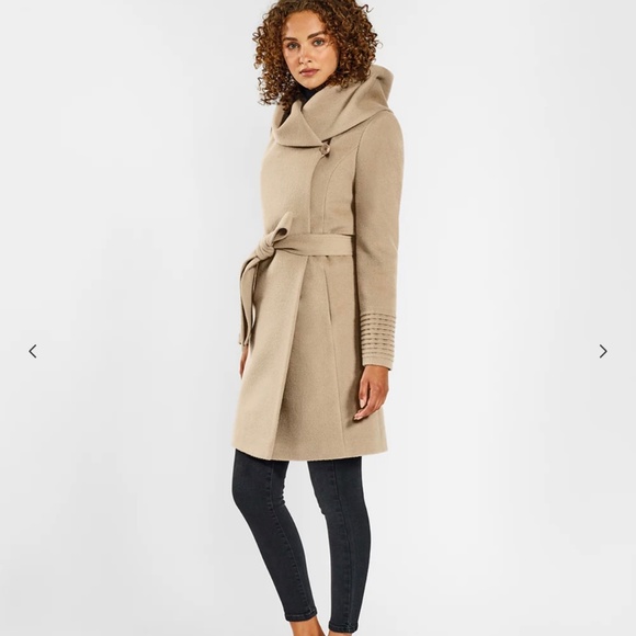 Baby Alpaca Mid Length Hooded Wrap Coat - Picture 3 of 4